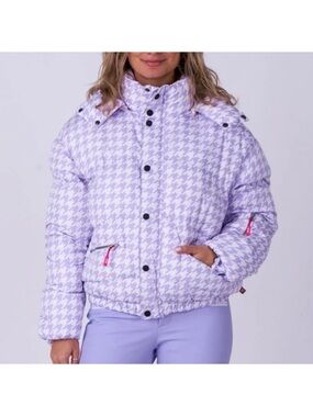 OOSC‎ purple houndstooth chic ski puffer jacket size large